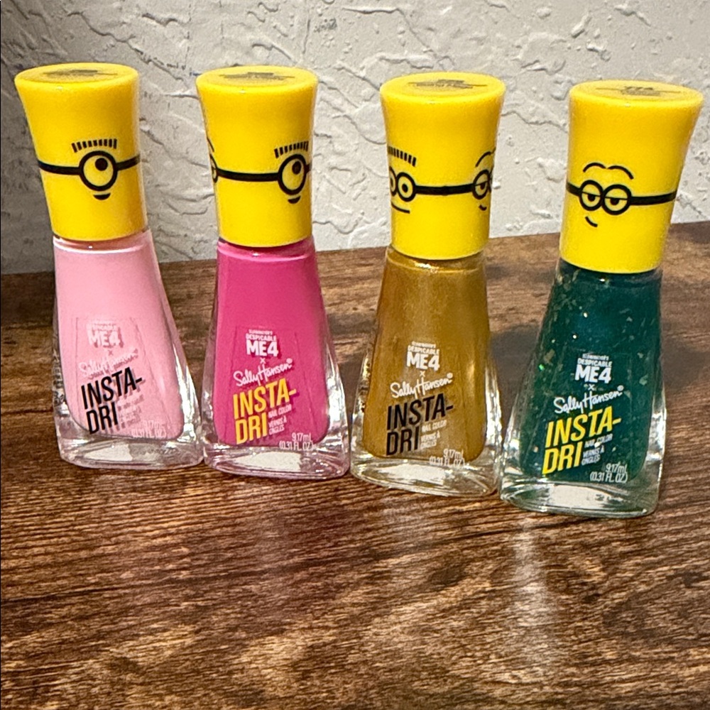 Sally Hansen Insta-Dri Nail Polish — Pink, Hot Pink, Gold & Teal (Minions Caps)